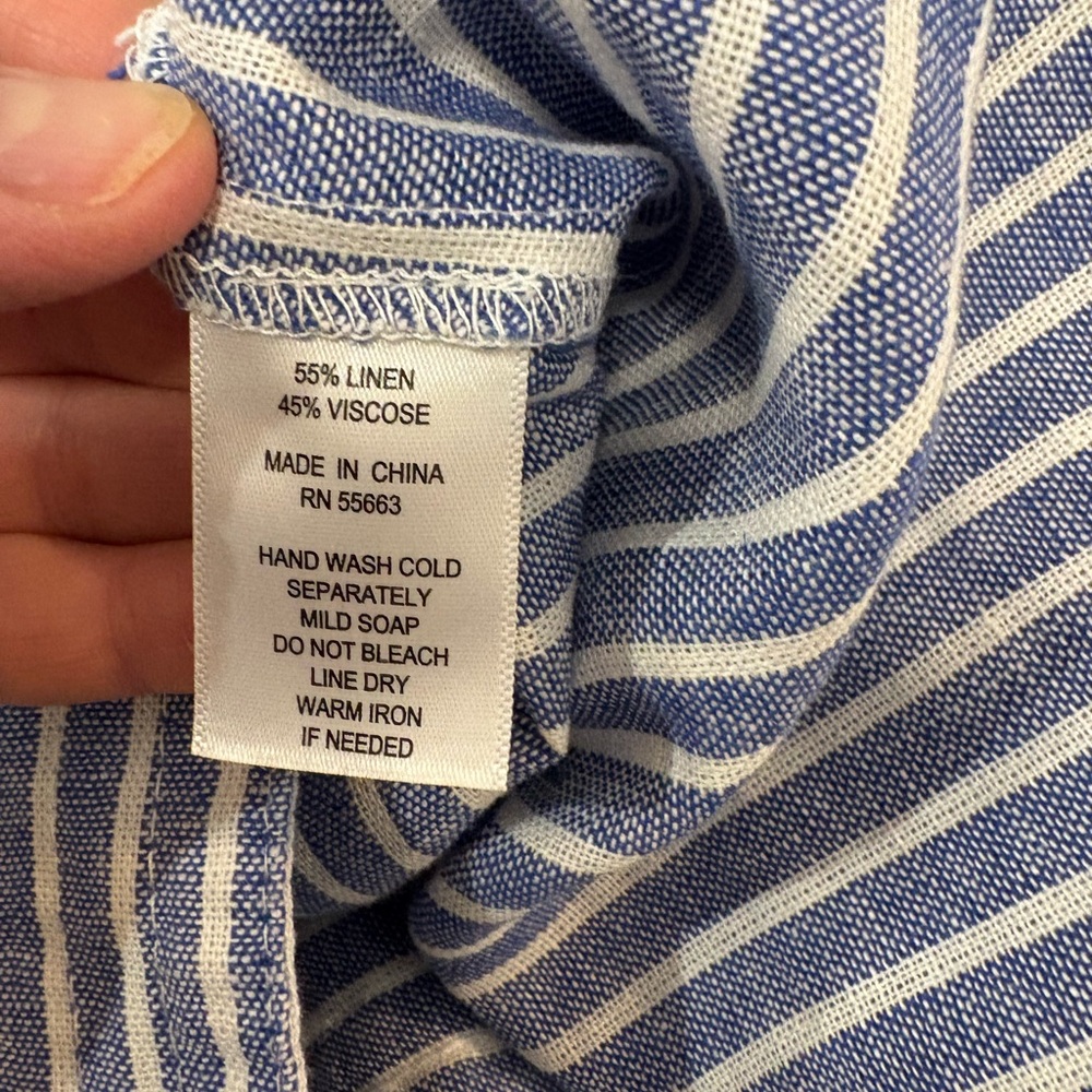 NWOT ForCynthia Linen Denim Blue and White Stripe Dress - XS/S - Picture 8 of 10